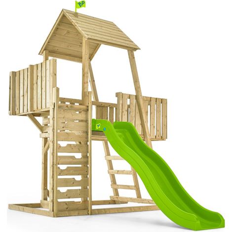 Aire de jeux tour avec toboggan - bois FSC® - H306 cm - KINGSWOOD (1/4)