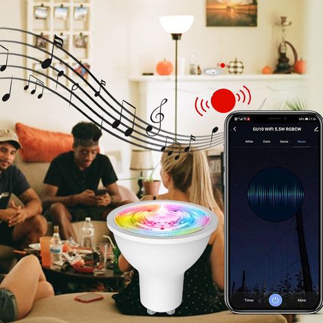 Ampoule connectée pour la maison avec douille LED intelligente Zigbee à motif graffiti, ampoule RGBWW à intensité variable, culot GU10/AC90-250V, 5W (1/5)