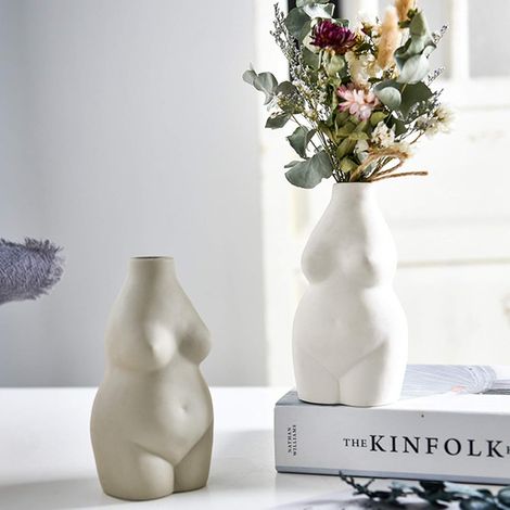 Corps féminin Vase Art Design Céramique Pot De Fleur Femme Torse Statue Petit Vase Porte-Encens pour La Maison Bureau Décoration Boho Décor (1/4)