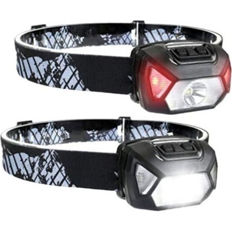 Lampe Frontale - LED 2000 Lux - Étanche IPX4 - 6 Modes (Spot/Projecteur/Rouge) - USB Rechargeable - 150 m Portée - Pour Pêche Extérieur Sauna - 1 Pièce (1/4)