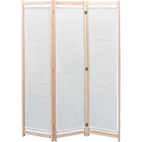 3-Panel Room Divider Cream 120x170x4 cm Fabric vidaXL (1/5)