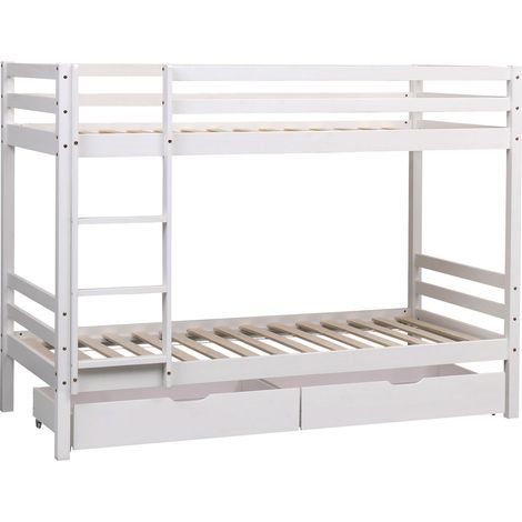 Letto a castello per bambini 190x90cm bianco con cassetti AMBER (1/4)