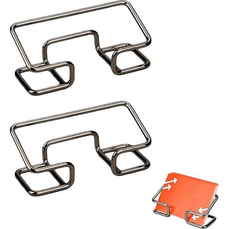 Lot de 2 porte-cartes de visite, organisateur de bureau en métal pour cartes de visite - Noir (1/5)