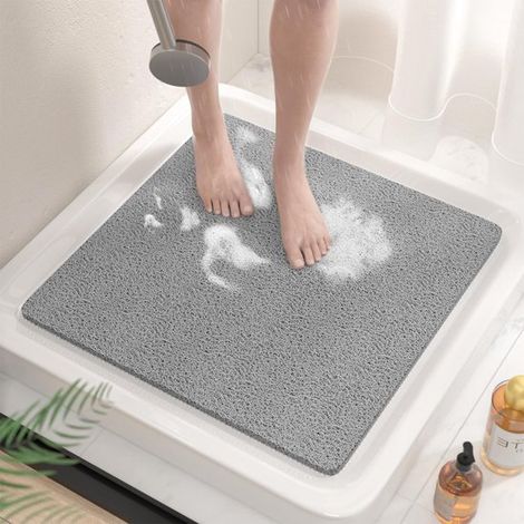 Alfombrilla de ducha antideslizante，53x53 cm. Alfombrilla de baño antideslizante sin ventosas，gris