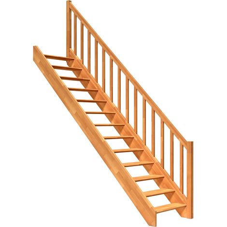 Dolle Raumspartreppe Paris ohne Setzstufen Buche versiegelt Treppenlauf gerade Rechteckstäbe