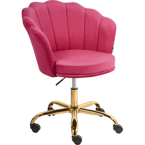 Silla de oficina de terciopelo base giratoria dorada rosa fucsia Monticello