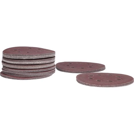 125 disques de ponçage ronds à 8 trous avec fixation auto-agrippante, 12,7 cm (5 pouces), pour décapage, peinture et soudure (1/5)