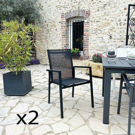 Fauteuil de jardin noir en aluminium (lot de 2) OSLO (1/4)