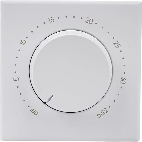 Thermostat de Chauffage Mécaniques pour Électriques Chauffage au Sol 16A Régulateur de Température avec Sonde Intégrée Bouton pour Chauffage et Climatisation 0-35 °C Blanc (1/5)