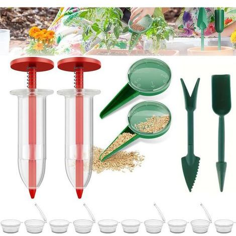 Kit de semis 6 pièces – Mini distributeurs de graines avec plantoir et essuie-tout, outil de semis manuel pour petites graines, précision et facilité de plantation (1/5)