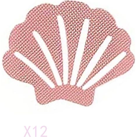 Lot de 12 autocollants antidérapants pour baignoire, douche, escaliers, échelles, bateaux en forme de coquillage (rose) (1/5)