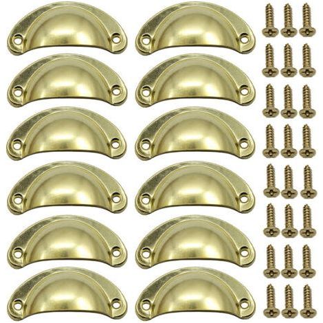 Poignée de porte décorative rétro pour tiroir de meuble, poignée vintage en forme de coquillage pour tiroir, armoire, meubles de cuisine (12 pièces) (1/5)