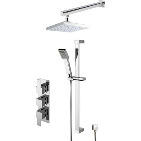 Ripple Concealed Square Triple Valve Shower Set - Chrome - Balterley