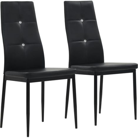 Conjunto de 2 sillas de comedor de cocina de diseño elegante en material sintético negro CDS020827