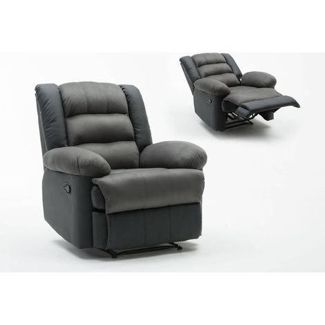Sillón relax "Buckingham" - Negro/Gris oscuro (1/5)