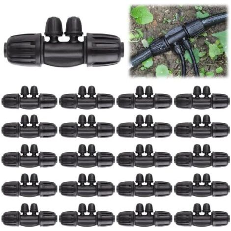 20 Pièces Connecteurs T Barbelé Verrouillés, Kit Raccords d'Irrigation Goutte 1/2 Pouce à 1/4 Pouce 12/16mm 4/7mm Connecteur Verrouillage Tube Pièces d'Irrigation Verrouillage Barbelé 4 Voies (1/4)