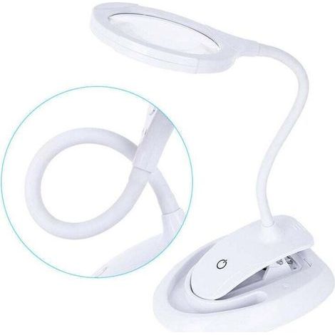 Loupe éclairée, loupe avec lampe loupe 5x et 10x avec trépied et pince, loupe de table rechargeable à luminosité réglable pour les travaux de précision et la lecture (1/4)