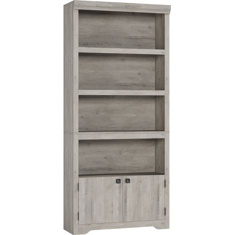 Bibliothèque 5 Niveaux 175cm, 2 Portes, Étagères Réglables, Poignée Noire (1/5)