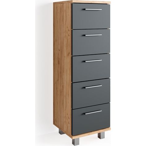 Cassettiera da bagno Ilias, Rovere dorato, 30 x 95 cm, Vicco (1/5)