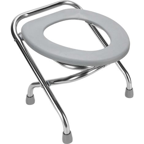 Klappbarer Toilettenstuhl für Erwachsene, tragbarer Toilettensitz aus rutschfestem Edelstahl, komfortabel und praktisch (1/5)