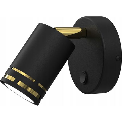 Wandleuchte, schwarz-golden, beweglicher LED-GU10-Spot-Reflektor aus polnischer Produktion (1/5)
