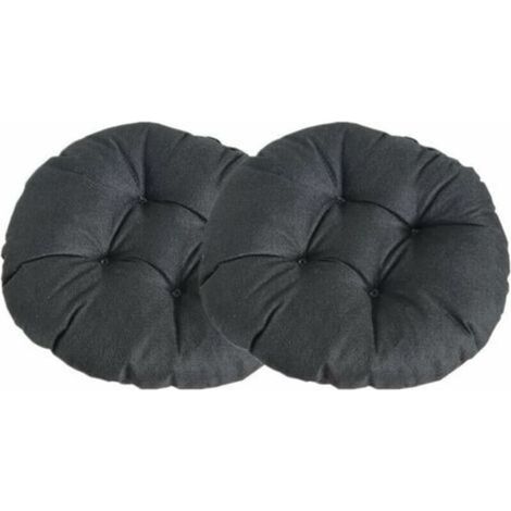 Coussin de Chaise Rond Epais, Couleur Unie Ensemble de 2 Galette de Chaise Confortable Lin Tatami Respirant Coussins de Chaise pour Intérieur Extérieur Jardin Patio (Noir,40x40x9cm) (1/5)