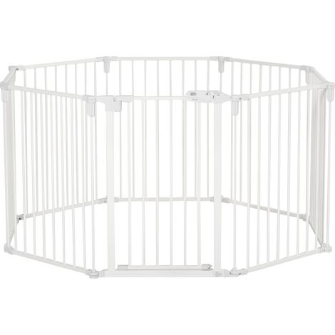 Parque para perros plegable con puerta, 8 paneles, 60 x 76 cm, blanco, HOMVRA (1/5)
