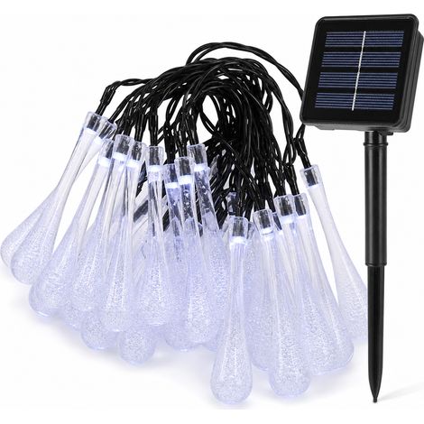 Guirlande Solaire LED Gouttes Blanches, Éclairage Décoratif Extérieur pour Jardin, 30 LED (1/5)