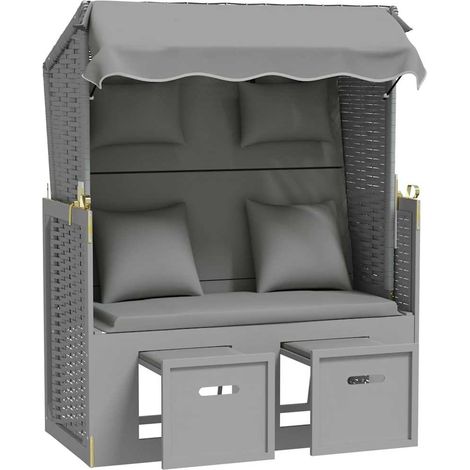 Maison Exclusive - Strandkorb mit Kissen Poly Rattan und Massivho