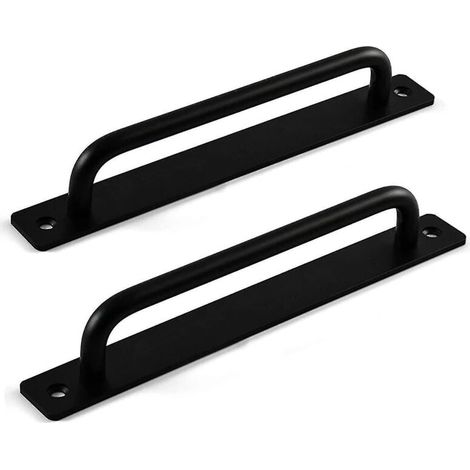 Poignée de porte extérieure 2 pièces(noir), poignée de porte coulissante, poignée de porte de grange, poignée de porte en bois