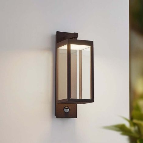 [NEUWERTIG] B-Ware Lucande Wandleuchte Außenlampe Ferdinand LED Sensor Bewegungsmelder braun rostfa (1/2)