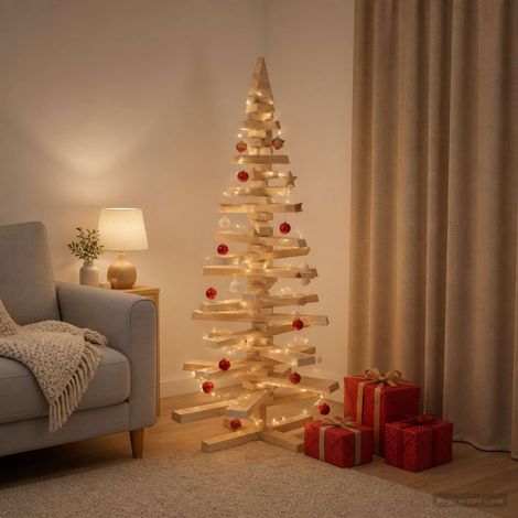 vidaXL Árbol de Navidad de madera KOTKA 120 cm Madera de Pino Maciza (1/5)