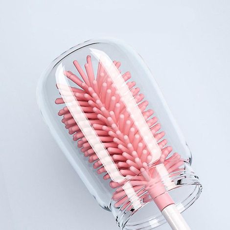 lot De 3 Brosses Biberon Pour Biberon Brosse De Nettoyage Pour Biberon En Silicone Pivotante - Anti-rayures/schage Rapide (rose) (1/5)