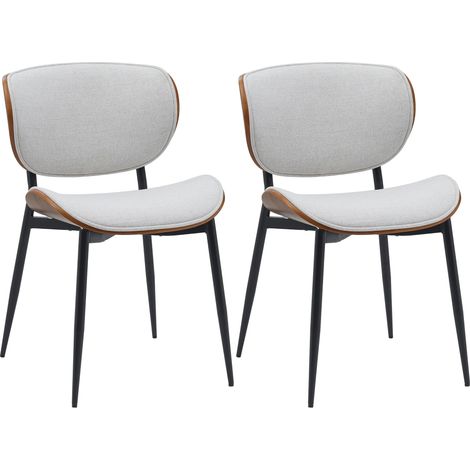 Lot de 2 chaises de salle à manger design en similicuir crème avec coque bois noyer structure métal robuste 100008596 (1/5)