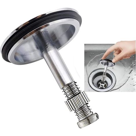 Bouchon de baignoire universel, 43 mm, avec vis réglable, pour baignoire et évier de cuisine, hauteur réglable de 47 à 67 mm (1/5)