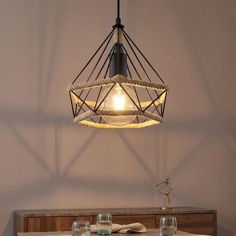 Lampada a sospensione Lampada da sala da pranzo Regolabile in altezza Metallo nero H 150 cm (1/5)