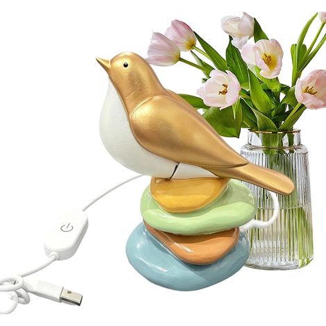 Lampe bureau chambre à coucher Adorable Oiseau En Résine Fait (1/5)