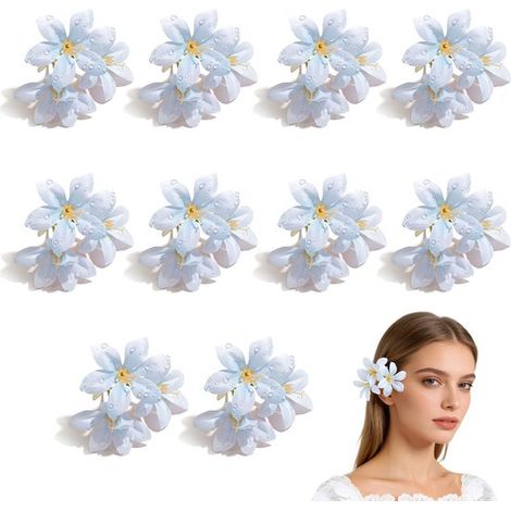 Paquete de 10 lirios artificiales, flores de seda, lirios realistas de tres lóbulos en forma de gota de rocío, Cabezas de lirio realistas (1/5)
