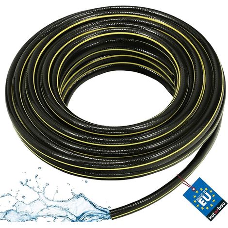 Layer Reinforced Black Yellow Garden Hose 12mm Inner Diameter 20m Length (1/4)