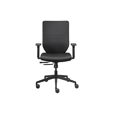 Silla giratoria de oficina Comfort con apoyabrazos, ajustable, negra 410-520mm, capacidad de carga 110kg Synchront. (1/5)