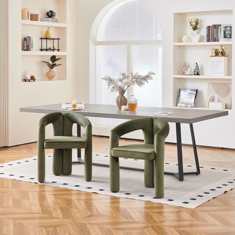 Ensemble de 2 chaises de salle à manger minimalistes et modernes, revêtues de velours et dotées d'accoudoirs. Confortables, elles conviennent à la salle à manger, au salon ou au bureau. Poids maximal (1/5)