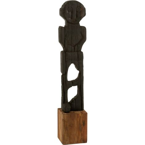 Statue Déco en Bois "Mara" 107cm Noir (1/2)