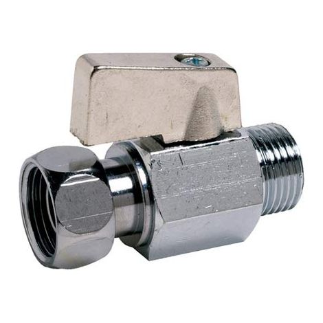 Sferaco – Robinet d'arrêt WC quart de tour droit – Chromé – Boisseau à bille en laiton – Raccord mâle femelle 3/8” – Étanchéité renforcée