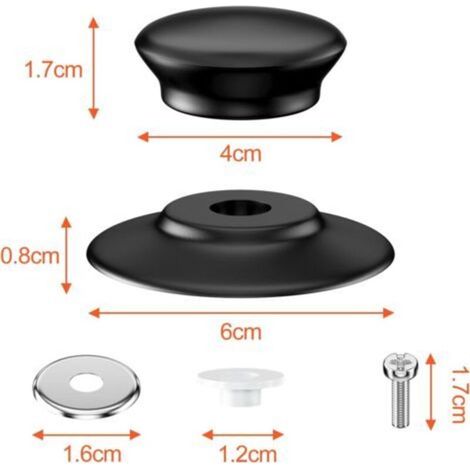 LaBlanc – Ensemble de 5 poignées pour couvercles de casseroles, boutons universels en fonte, boutons de rechange en bakélite, poignées résistantes à la chaleur avec vis pour casseroles et poêles. (1/4)