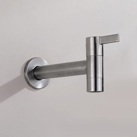 BOED robinet mural eau froide exterieur en acier inoxydable 13.5CM, G 1/2" robinet pour salle de bain, balcon, jardin, buanderie Brossé