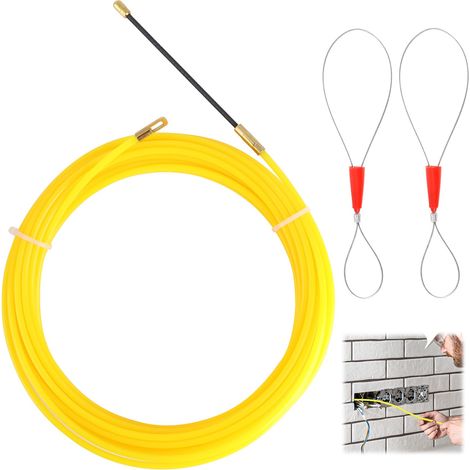 Tire-Fil Électrique 10m, Aiguille Tire-Câble 4mm, Guide-Câble Flexible pour Passer des Fils dans Goulottes Gaines Murs et Plafonds, Installation Électrique et Réseaux, Outil de Passage de Câbles (1/5)