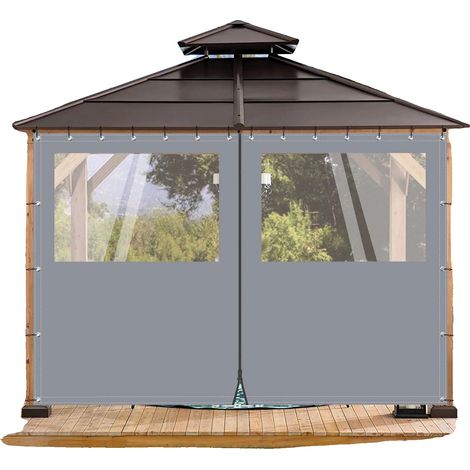 Rideau en toile PVC, étanche, ignifuge, Gris, 2.44x2.15M-a (1/2)