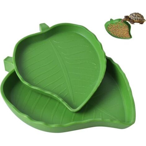 BUNTHAUS 2PCS Bol d'eau de Nourriture pour Reptiles en Forme de Feuille, Accessoire Tortue Terrestre, Abreuvoir Tortue Plat, pour Petits Animaux domestiques Reptile,Tortue, Lézard, Araignée, Scorpion