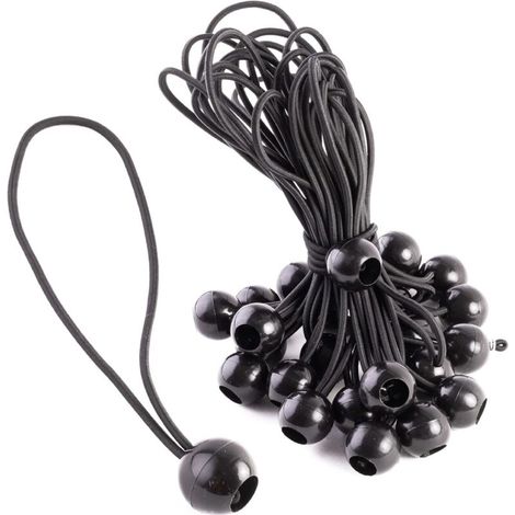 Lot de 25 tendeurs élastiques avec crochet à boule - Idéaux pour tentes, bâches, sacs, piscines, trampolines et plus encore - Longueur : 21 cm (8,25 pouces) (1/5)