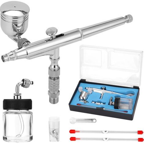 Professionnel Pistolet aerographe kit/double action/avec aiguille de 0.2/0.3/0.5 buse et tuyau (1/5)